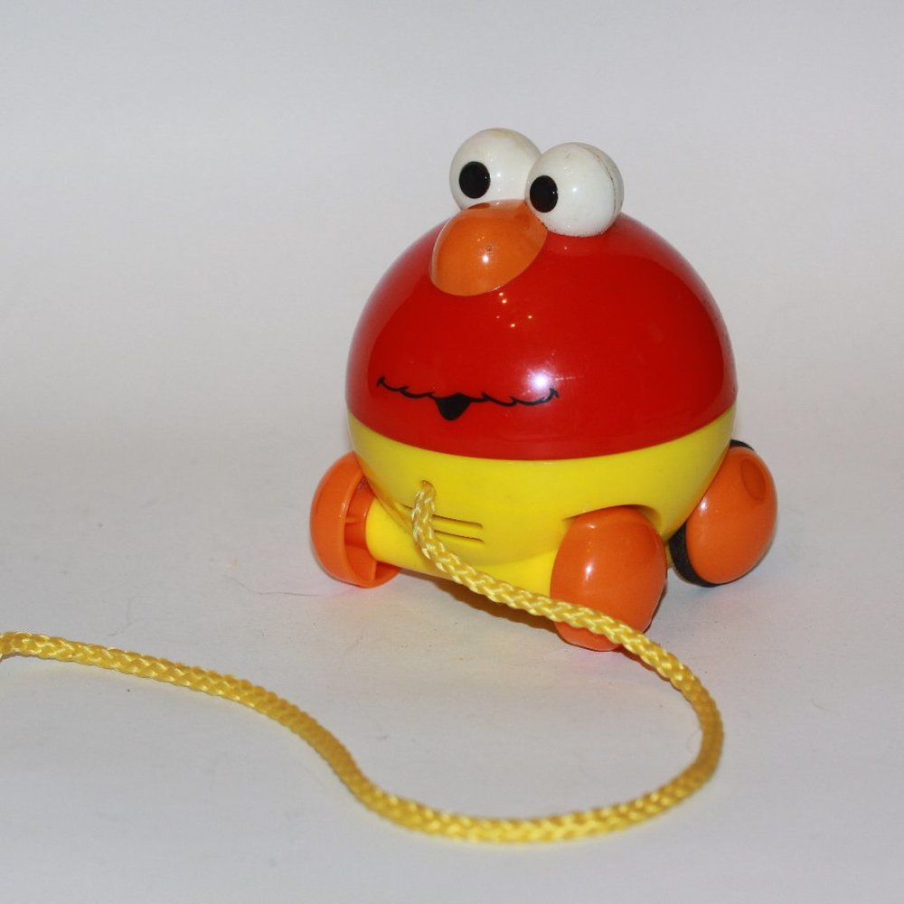 2003 Sesame Street Mattel Elmo Talking Pull-Along Rolling Toy w Cookie Monster